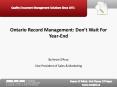 Ontario Record Management: Don't Wait For Year End