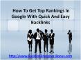 Top Rankings In Google With Quick And Easy Backlinks