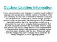 Outdoor Lighting Information