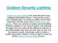 Outdoor Security Lighting
