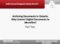 Archiving Documents in Ontario Part Two