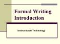 Formal Writing Introduction