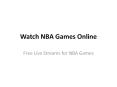 Watch NBA Games Online