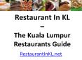 Restaurant In KL