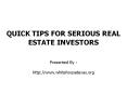 Tips for real estate investors