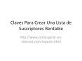 Claves Para Construir Una Lista de Suscriptores Rentable