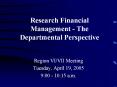 Research Financial Management - The Departmental Perspectiv