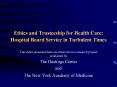 Ethics and Trusteeship for Health Care: Hospital Board Service in Turbulent Times