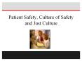 Patient Safety, Culture of Safety and Just Culture
