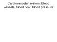 Cardiovascular system: Blood vessels, blood flow, blood pressure