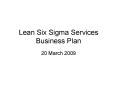 Lean Six Sigma Services Business Plan