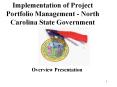Implementation of Project Portfolio Management - North Carolina State Government