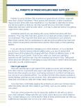 ALL PARENTS OF PRESCHOOLERS NEED SUPPORT! Parents of youn