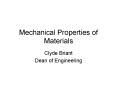 Mechanical Properties of Materials Clyde Briant Dean o