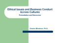 Ethical Issues and Business Conduct Across Culture
