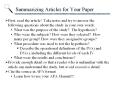 Summarizing Articles for Your Paper First, read the article