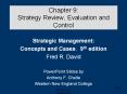 Chapter 9: Strategy Review, Evaluation and Control Strategi