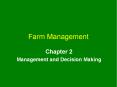 Farm Management Chapter 2 Management and Decision Makin
