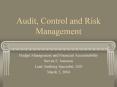Audit, Control and Risk Management Budget Management an