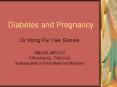 Diabetes and Pregnancy Dr Wong Pui Yee, Bonnie MBChB, MRCO