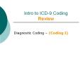 Intro to ICD-9 Coding Review Diagnostic Coding   (Coding I