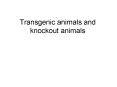 Transgenic animals and knockout animals 3 main ways to d