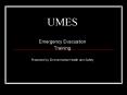 UMES Emergency Evacuation Training Presented b