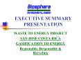 EXECUTIVE SUMMARY PRESENTATION WASTE TO ENERGY PROJECT SA