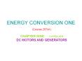 ENERGY CONVERSION ONE (Course 25741) CHAPTER NINE