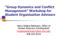 Group Dynamics and Conflict Management  Workshop fo