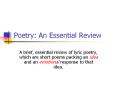 Poetry: An Essential Review A brief, essential review o