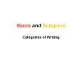 Genre and Subgenre Categories of Writing Genre = Categor