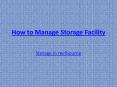 How to Manage Storage Facility