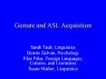 Gesture and ASL Acquisition Sarah Taub, Linguistics Denni