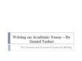 Writing an Academic Essay The Purpose and Process o