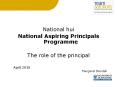 National hui National Aspiring Principals Programme The rol