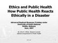 Ethics and Public Health How Public Health Reacts Ethicall