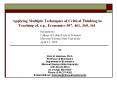 Applying Multiple Techniques of Critical Thinking i