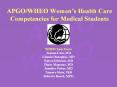 APGO/WHEO Women s Health Care Competencies for Medica