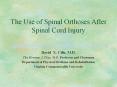 The Use of Spinal Orthoses After Spinal Cord Injury David X