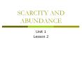 SCARCITY AND ABUNDANCE Unit 1 Lesson 2 Unit 1, Lesson 