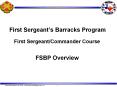 First Sergeant s Barracks Program First Sergeant/Commande