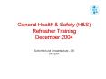 General Health & Safety (H&S) Refresher Training Decembe
