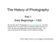 The History of Photography Part 1 Early Beginnings   1920 W