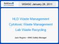 WSHSC January 28, 2011 HLD Waste Management Cytotoxic Wast