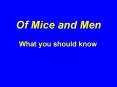 Of Mice and Men What you should know Context When the nove