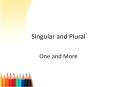 Singular and Plural One and More A noun is a name of 