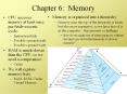 Chapter 6: Memory Memory is organized into a hierarch