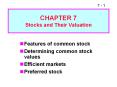 Stocks and Their Valuation Features of common stoc