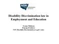 Disability Discrimination law in Employment and Educatio